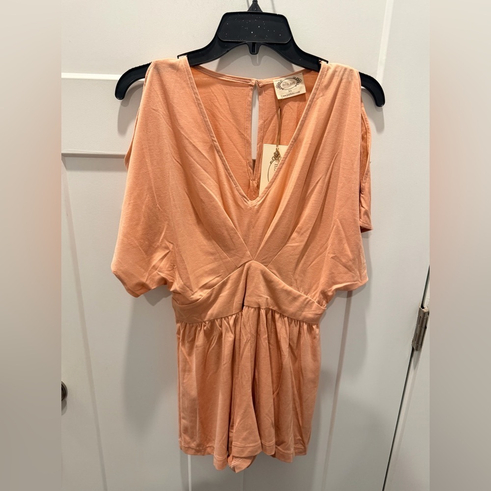 Mia Joy Joyfolie Catalina Romper XS NWT Blush Pink Boho Flowy V Neck